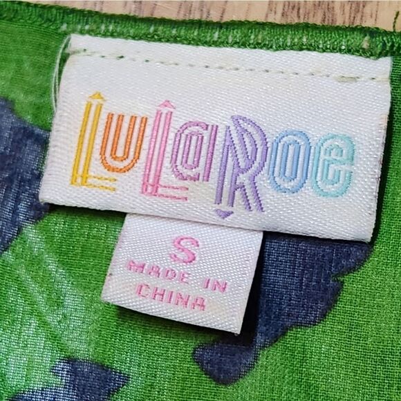 💜LuLaRoe Green & Blue Print Flowy Open Front Kimono/Duster Small - Picture 7 of 8